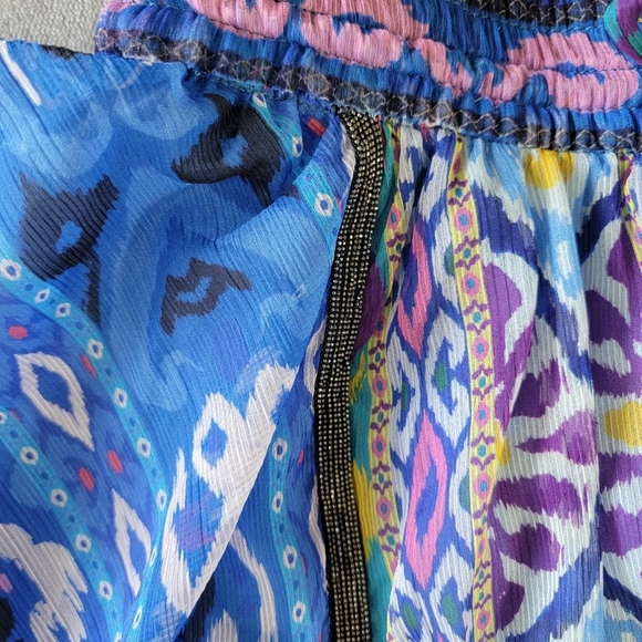 NWOT ZARA Geometric Mini Skirt Lined Asymmetric Hem Purple Blue Flowy Small - Picture 7 of 11